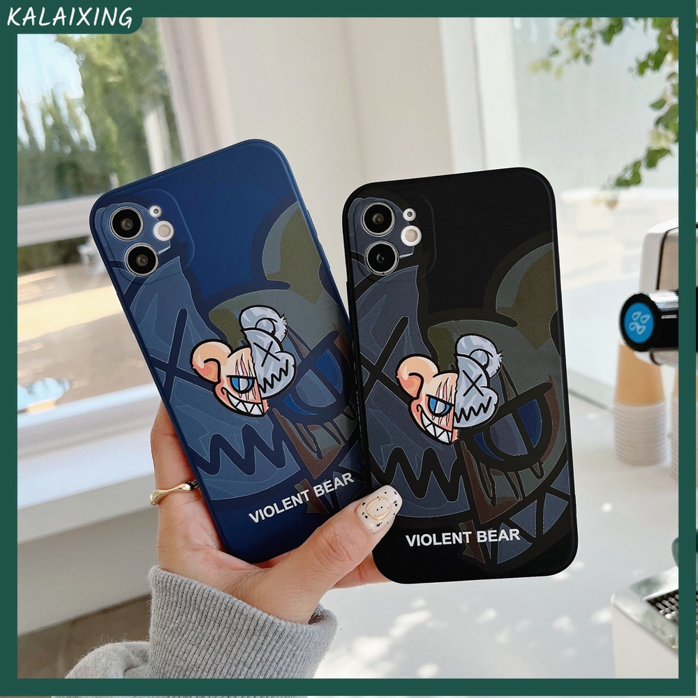 Ốp Điện Thoại TPU Mềm Hình Vuông Họa Tiết Gấu Cho iPhone 13 / 12 / 11 Pro Max mini 7plus