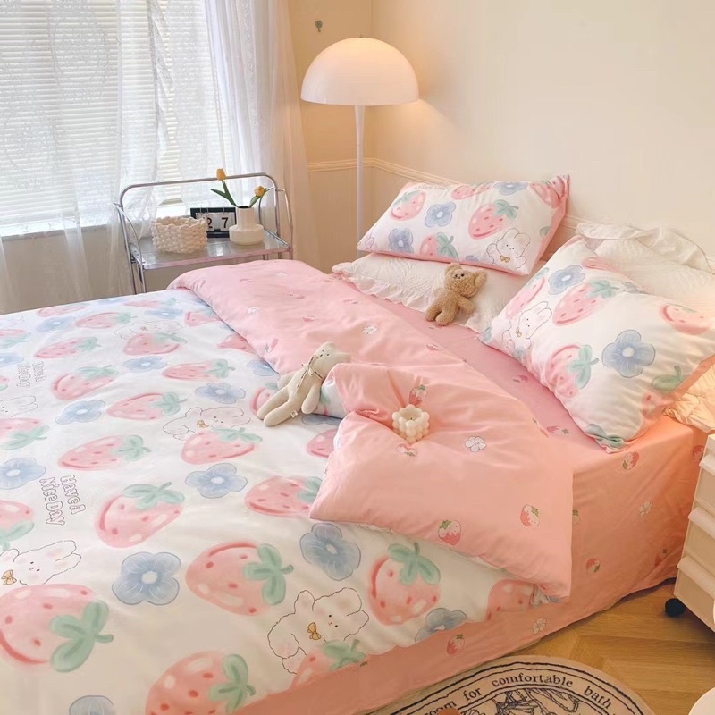 Bộ Chăn Ga Gối ❤️ Cotton living 100% cao cấp đủ size ga giường họa tiết kẻ miễn phí bo chun nhập khẩu Hàn Quốc