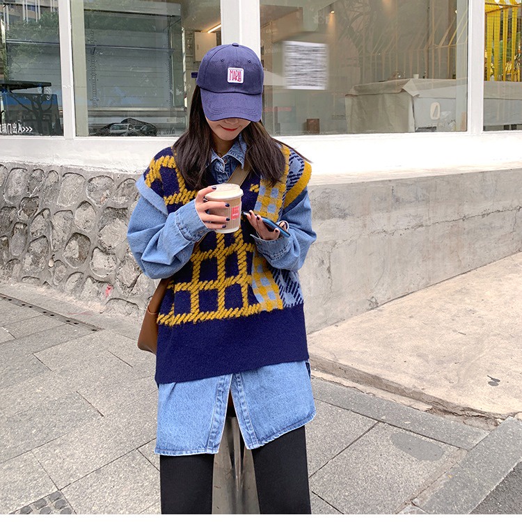 Áo ghi lê SUXI cổ chữ V dáng rộng thời trang mùa thu dành cho nữ