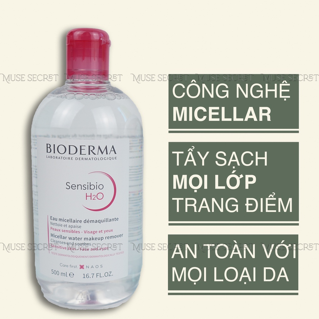 [Quà Tặng Khẩu Trang] Nước Tẩy Trang Bioderma - Bioderma Xanh dành cho da dầu, Bioderma Hồng dành cho da nhạy cảm 500ml | BigBuy360 - bigbuy360.vn