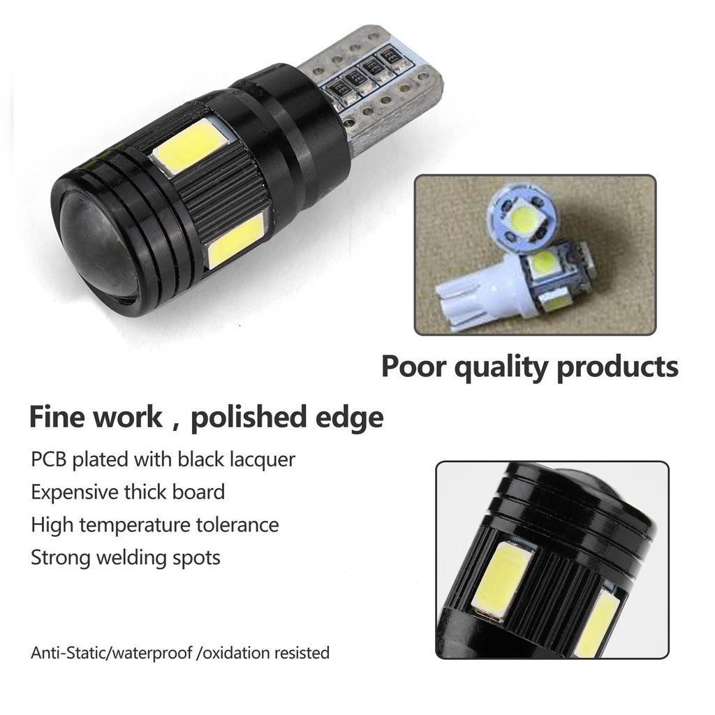 2pcs Super White T10 LED High Power Projector Reverse Marker Car Backup Lights