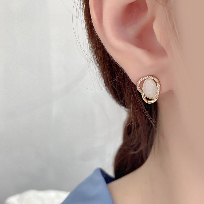 Bông Tai Đá Opal Đơn Giản Thời Trang Hàn Quốc