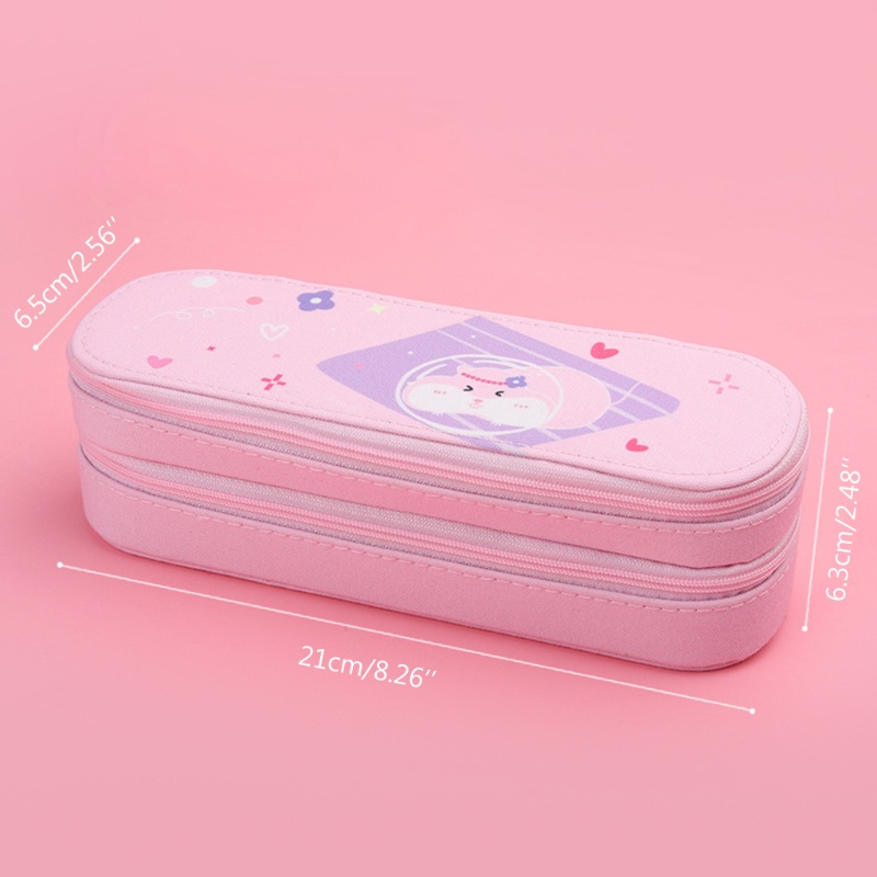 Túi Đựng Bút 2 Ngăn Sức Chứa Lớn Có Khóa Kéo Cho Trẻ Em