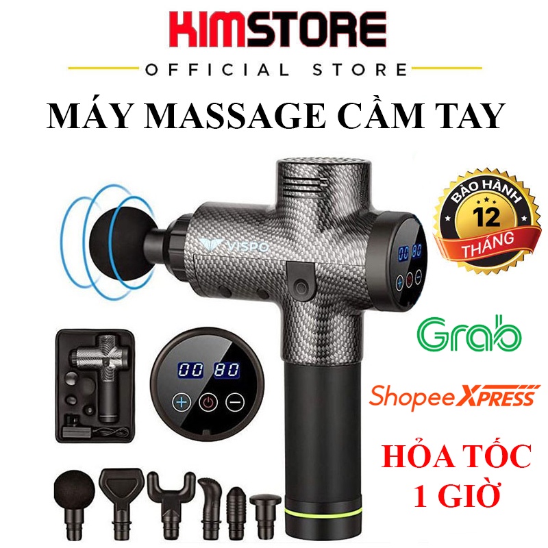 Súng massage cầm tay trị liệu đa năng cao cấp, máy massage cầm tay 6 đầu 30 cấp độ - Bảo hành 12 tháng