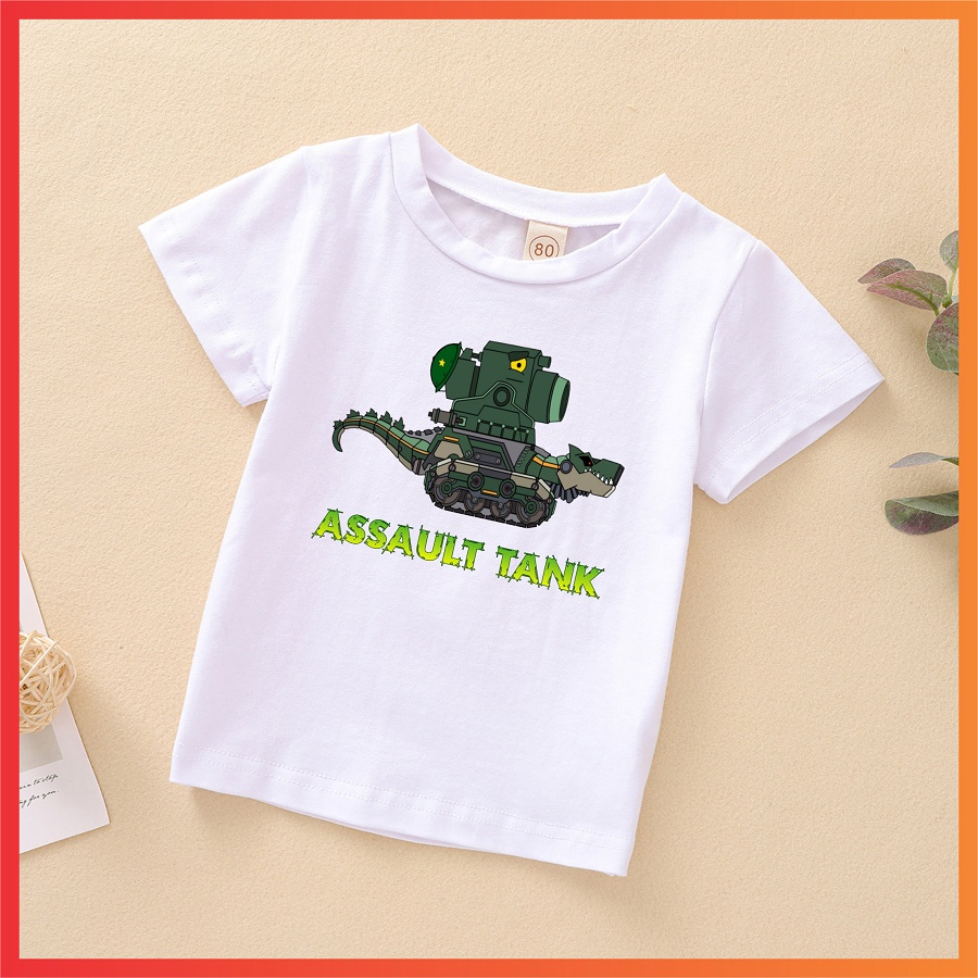 HOT Áo thun in hình xe tăng quái vật hoạt hình hay nhất cho bé trai