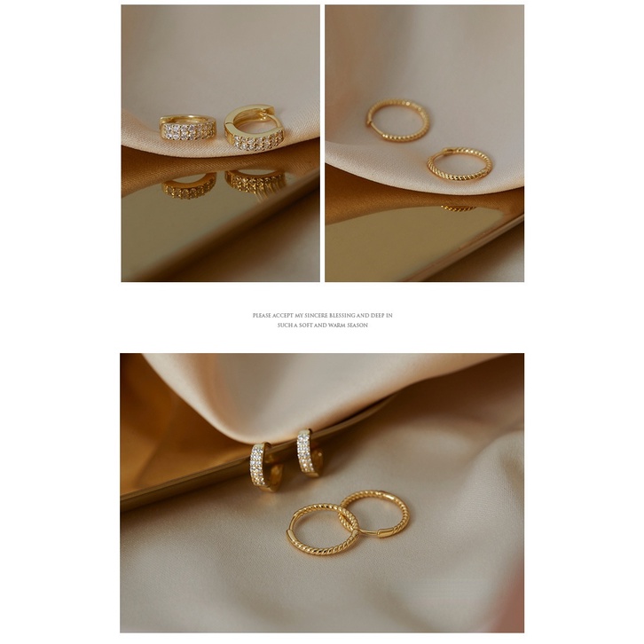 Bông Tai Nữ Khuyên Tai Tròn Set Khuyên Tai Tròn Mới Không Gây Dị Ứng Cho Nữ