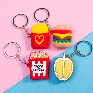 Móc khóa hình khoai tây chiên/ hamburger/ sầu riêng 3D dễ thương cho bé