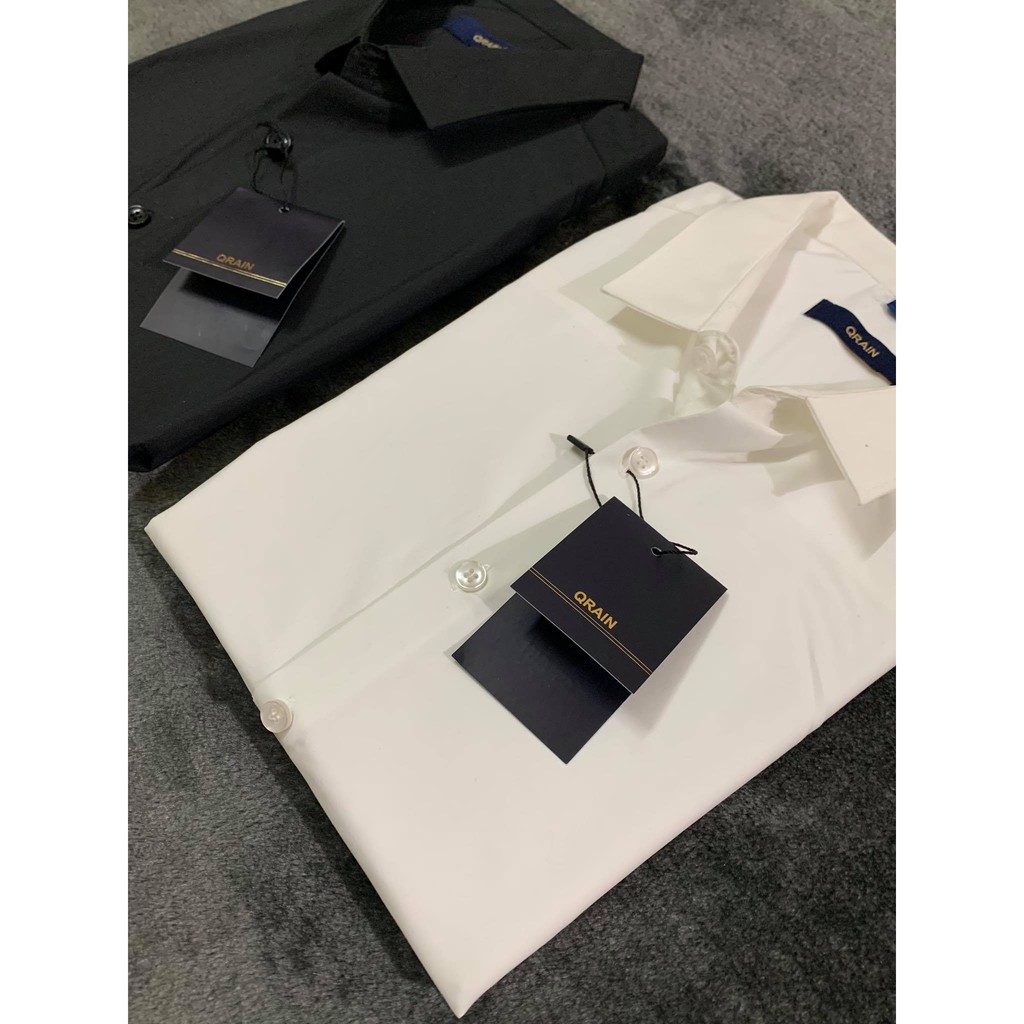 Áo Sơ Mi Nam Trắng Đen Trơn Dài Tay Vải Lụa Cao Cấp, Áo Sơ Mi Dáng Ôm Form Body, T-man | BigBuy360 - bigbuy360.vn
