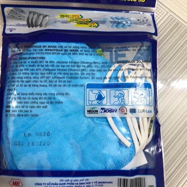 Set 5 cái khẩu trang Mask 3D Mebiphar người lớn