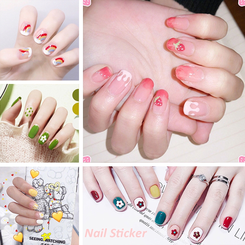 Set 14 Miếng Dán Trang Trí Móng Tay 3d Thời Trang Qy070-089