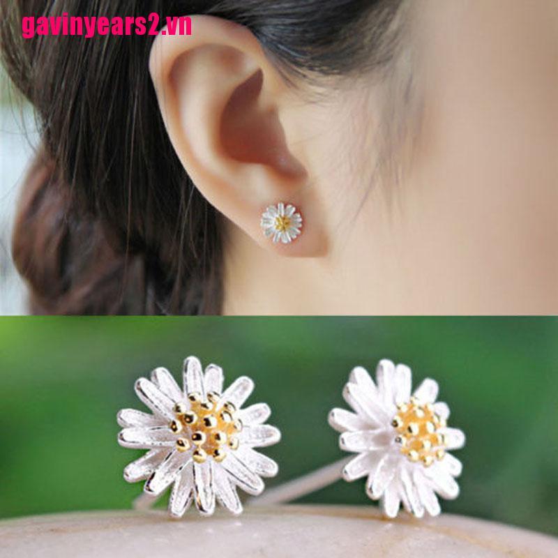 2 Bông Tai Bạc 925 Hình Hoa Cúc Thời Trang