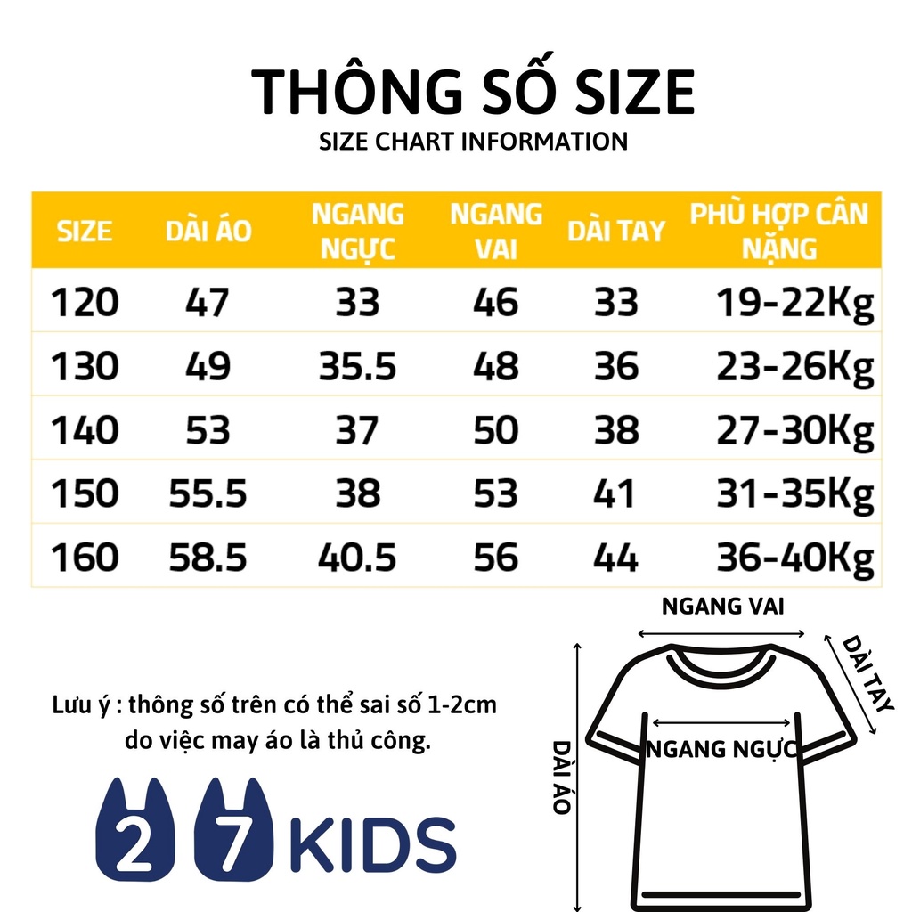 Áo thun dài tay bé trai 27Kids AKLAowkulae thu đông nam size đại 100% Cotton cho trẻ từ 4-14 tuổi  BLTS10