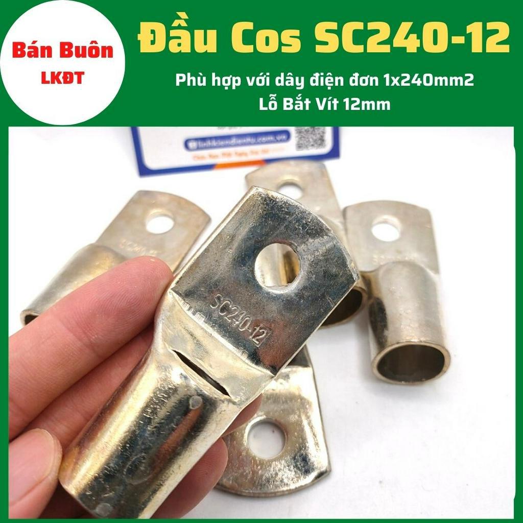 Đầu Cos SC240-12, cos SC, đầu cos tròn trần, cos đồng, bịt đầu SC bằng đồng, đầu cos dùng cho dây điện 240mm