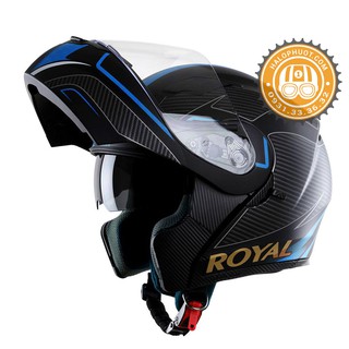 Nón bảo hiểm Fullface Lật hàm 2 kính Royal M179 tem V2 Xanh (Tặng balo rút)