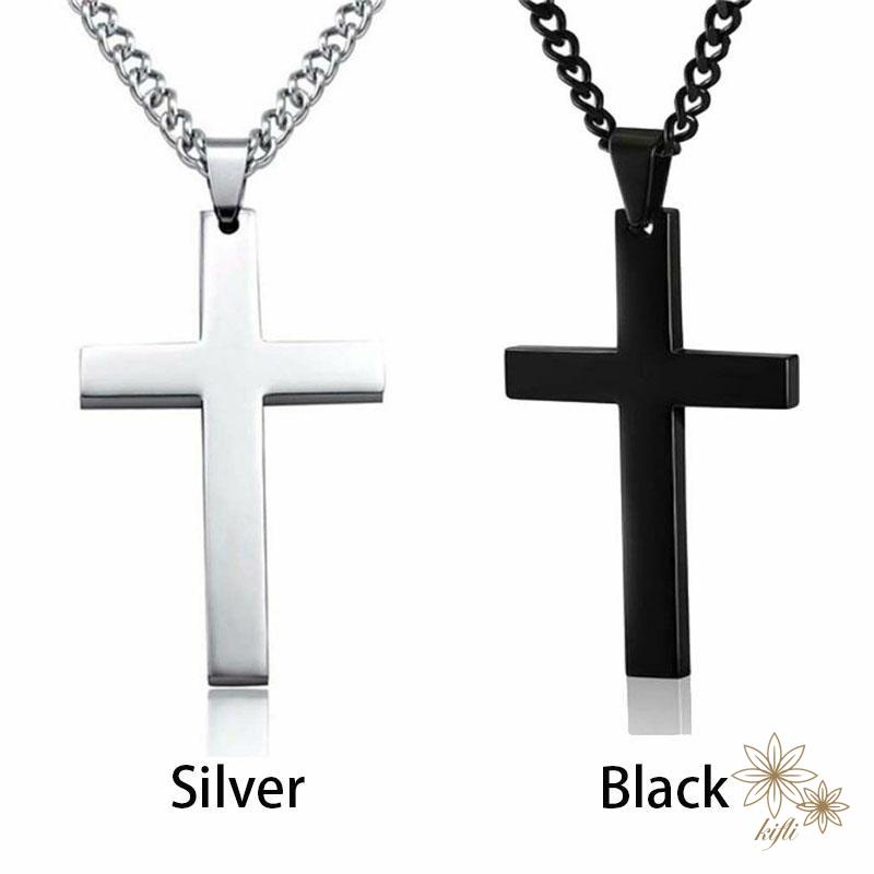 Vòng cổ dạng dây xích với mặt hình chữ thập bằng thép titan cá tính cho nam và nữ