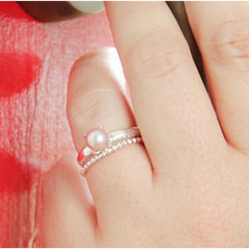 Nhẫn Cưới Bạc Đính Hạt Giả Ngọc Trai