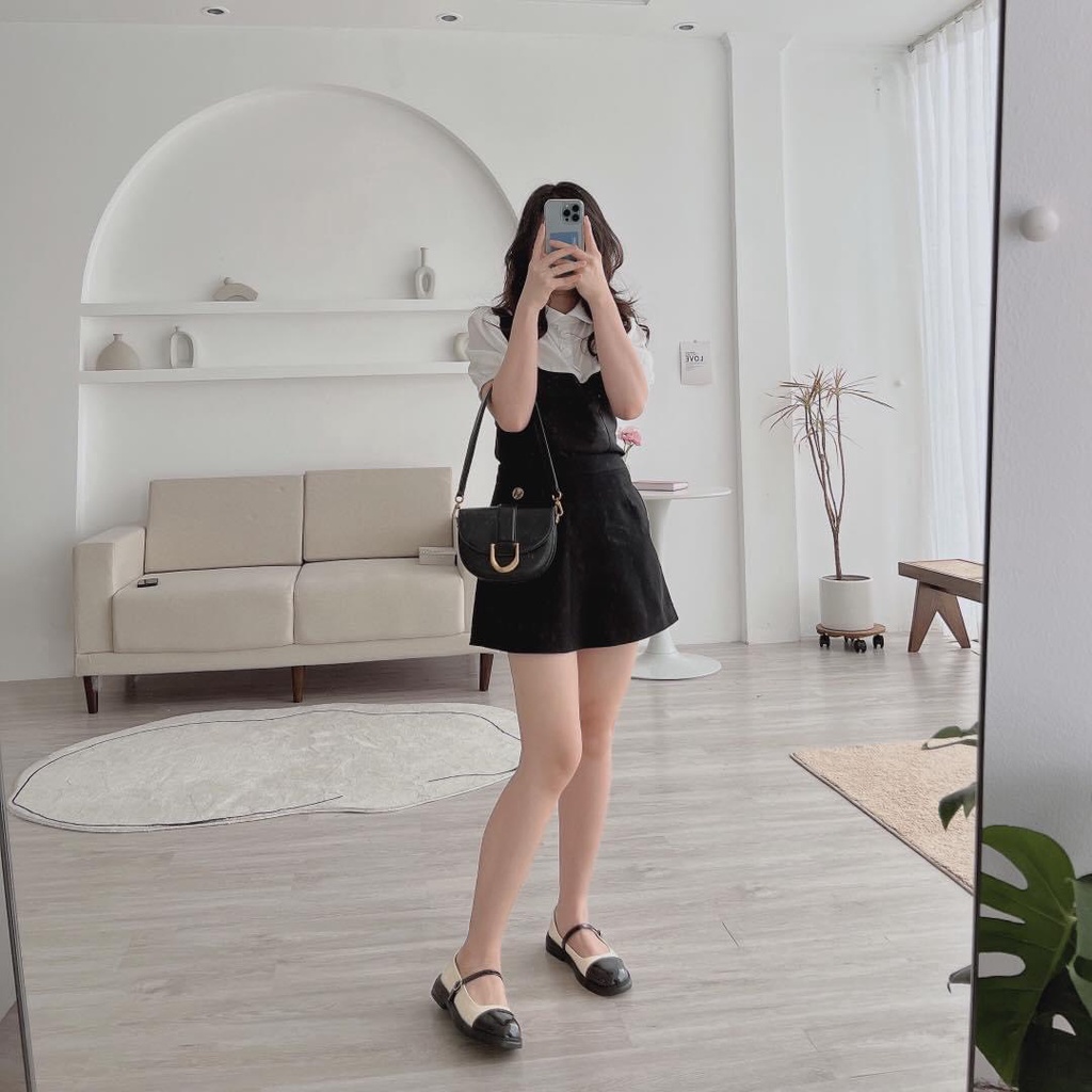 Giày nữ Mary Jane tiểu thư đế bằng 2cm khóa cạnh phong cách Hàn Quốc thời trang xinh xắn điệu đà. giầy bệt da mềm