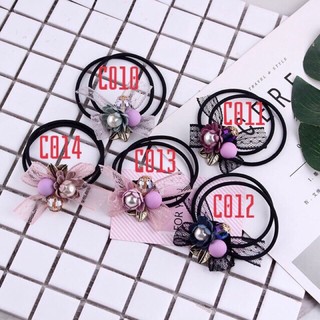 Set 2 Cột tóc hoa xếp nơ ren cao cấp điệu đà