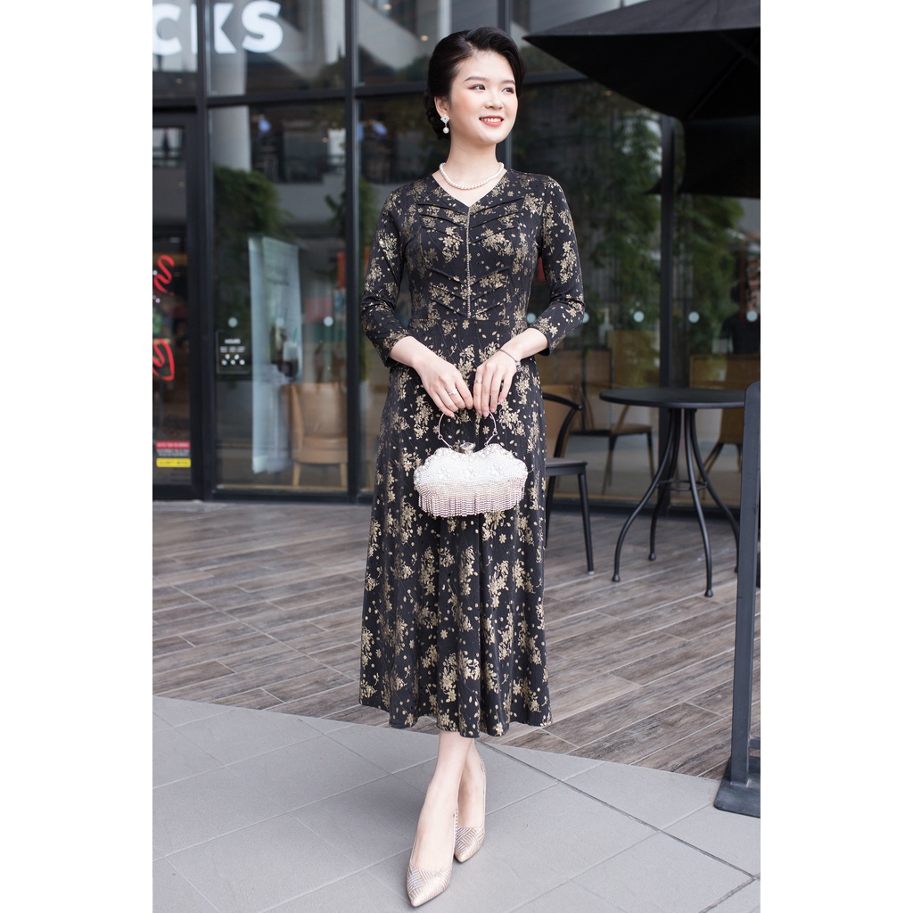 Váy Đầm trung niên Ladyshop thời trang nữ thiết kế dáng xoè cao cấp TK705 | BigBuy360 - bigbuy360.vn
