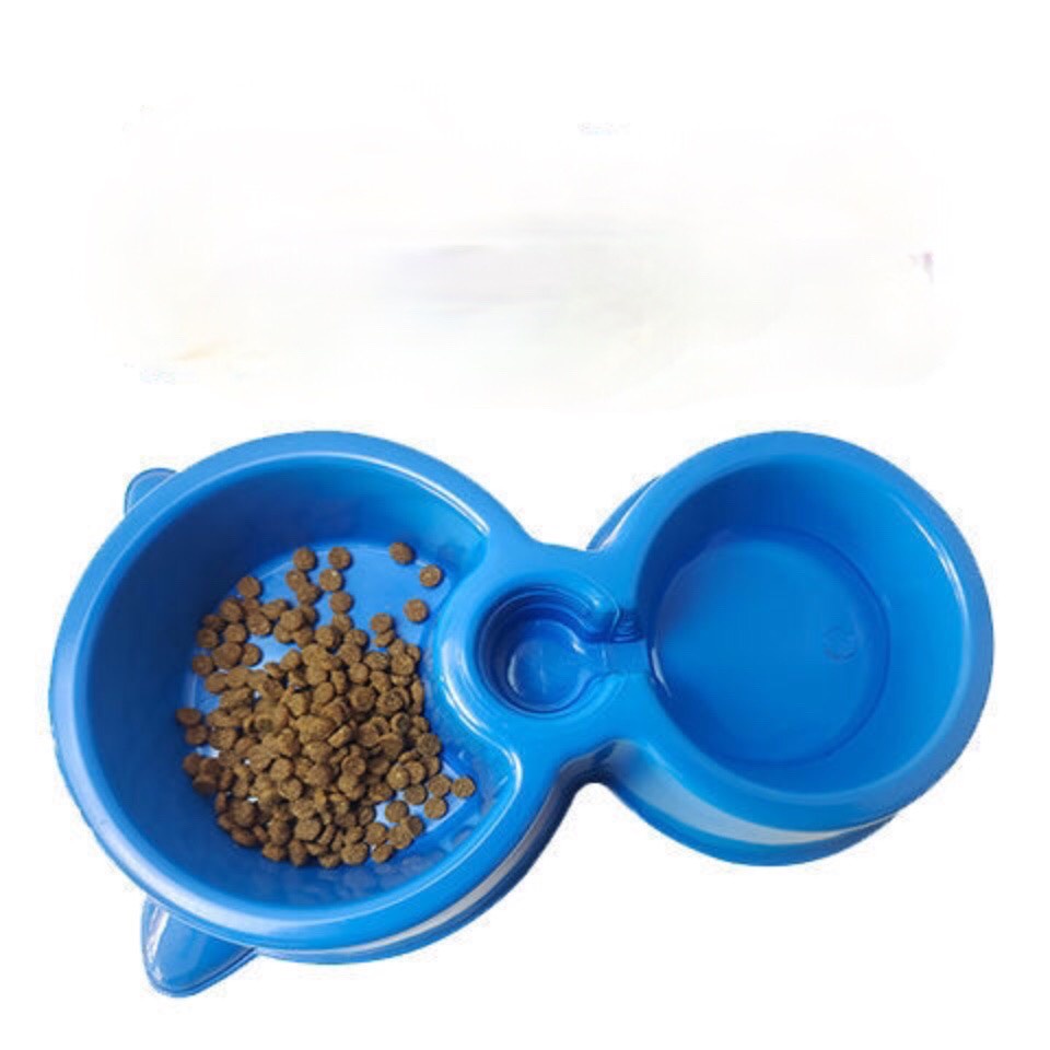 Bát gấu 2 ngăn tự động cho chó mèo thú cưng