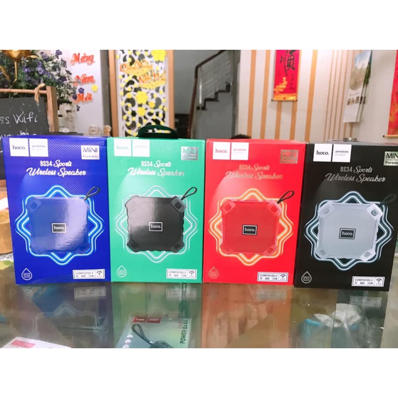 Loa Thể Thao Bluetooth Hoco BS34 Chống Nước ,hỗ trợ thẻ nhớ, cổng USB và cổng âm thanh AUX 3.5mm