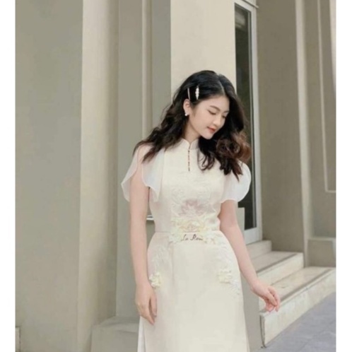 Áo Dài Cách Tân tiểu Thư Sang Chảnh La Rose, Chất tafta Đính Kết Lên Form Chuẩn Đi Dự Tiệc