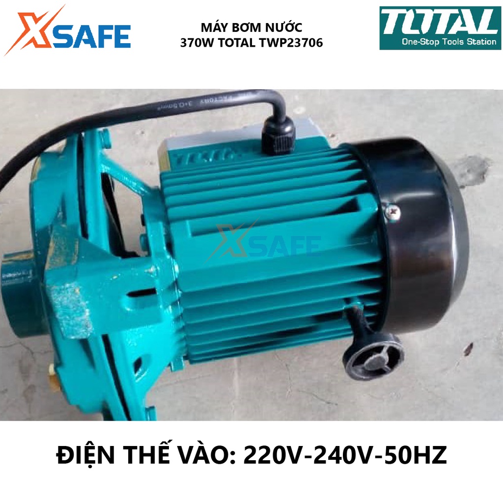 Máy bơm nước TOTAL TWP23706 Máy bơm điện 370W(0.5HP) mô tơ dây đồng, chiều cao bơm tối đa 18m, cánh quạt đồng thau