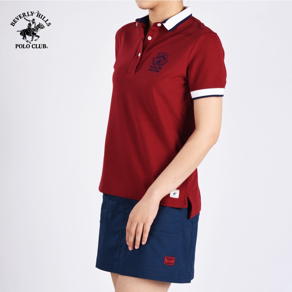 Áo polo Ngắn tay Nữ Beverly Hills Polo Club Trendy Cotton màu đỏ đậm - WAPN0046
