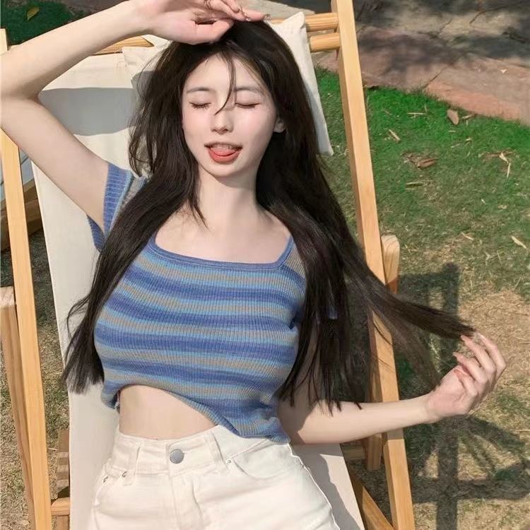 Jiashucheng Hàng Có Sẵn Áo Thun Ngắn Mỏng Vừa Vặn Màu Tương Phản Phong Cách Năm Mới Mùa Hè Cho Bé Gái