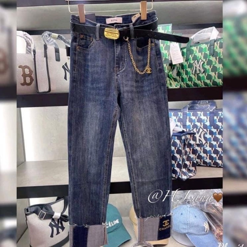 MÃ 3000- QUẦN JEAN BAGGY GẬP GẤU C  N (không kèm đai)