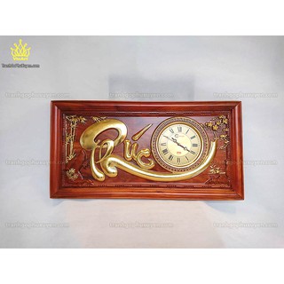 Tranh đồng hồ gỗ chữ phúc 81cm
