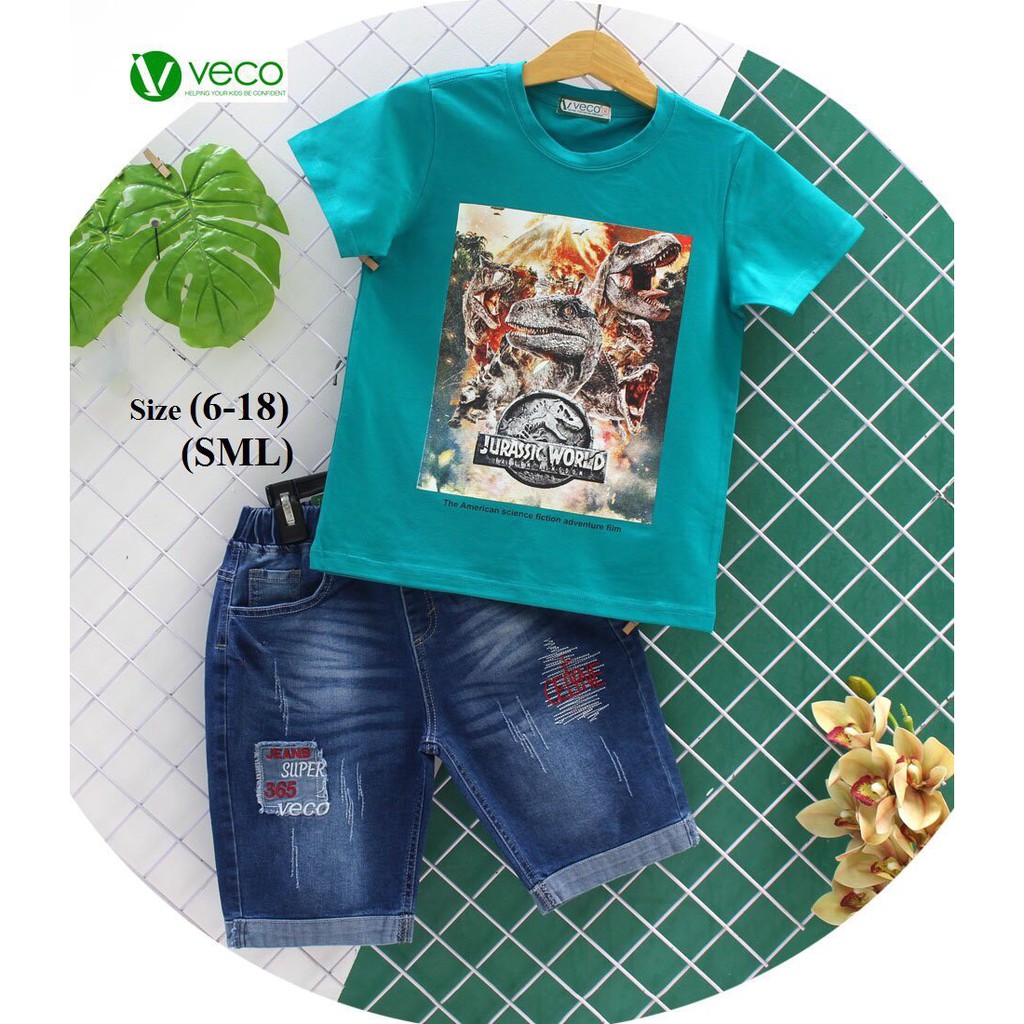 Bộ Jean Khủng Long Bé Trai VECO