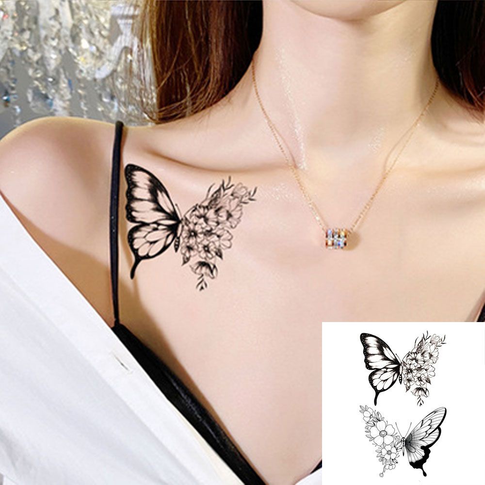 Hàng Mới Về Miếng Dán Hình Xăm Tạm Thời Chống Nước Hình Bướm Hổ Thời Trang Dễ Sử Dụng Cho Nam Và Nữ