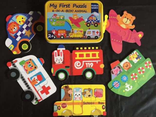 [Hàng loại 1] Đồ chơi My First Puzzle ghép hình 6 miếng hộp sắt cho bé từ 2 tuổi