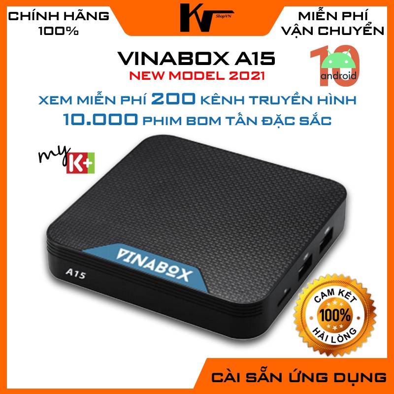 ☏❡Android TV Box Vinabox A15, xem truyền hình bản quyền miễn phí, hệ điều hành 10.0