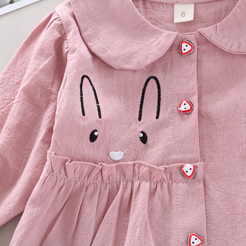 ♕ babyme ღ 2 Pcs Baby Girl Cartoon Rabbit Long Sleeve Sweatshirt +Plaid Pants Set
