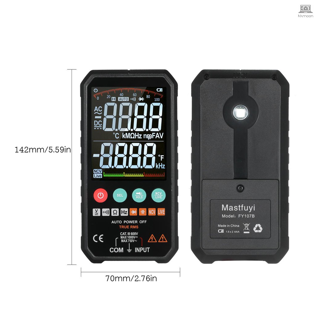 Đồng Hồ Đo Điện Áp Kỹ Thuật Số 3.3-inch Màn Hình Lcd 6000 Ac / Dc