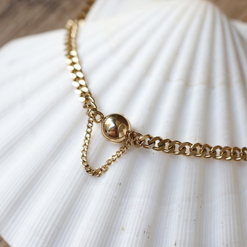 Lắc Tay Dây Xích Trái Châu Titan Ko Han Rỉ TT 3864 - màu vàng