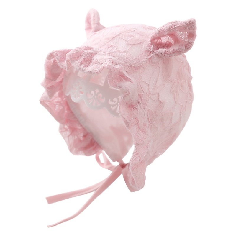 Mũ Trùm Đầu Vải Cotton Phối Ren Dễ Thương Thoáng Khí Dành Cho Bé Gái