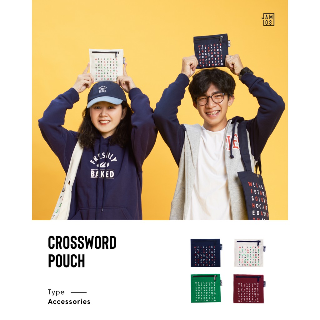 [LAST CHANCE] Jamlos Crossword Pouch - Bóp ví nhỏ gọn vải canvas in ô chữ làm quà tặng