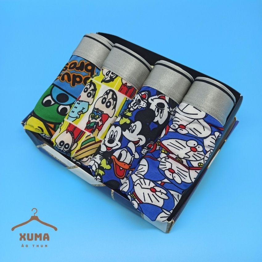 [ FREE SHIP ] Combo 4 quần Xì Quần lót nam dễ thương thun lạnh 3D hoạt hình xuma