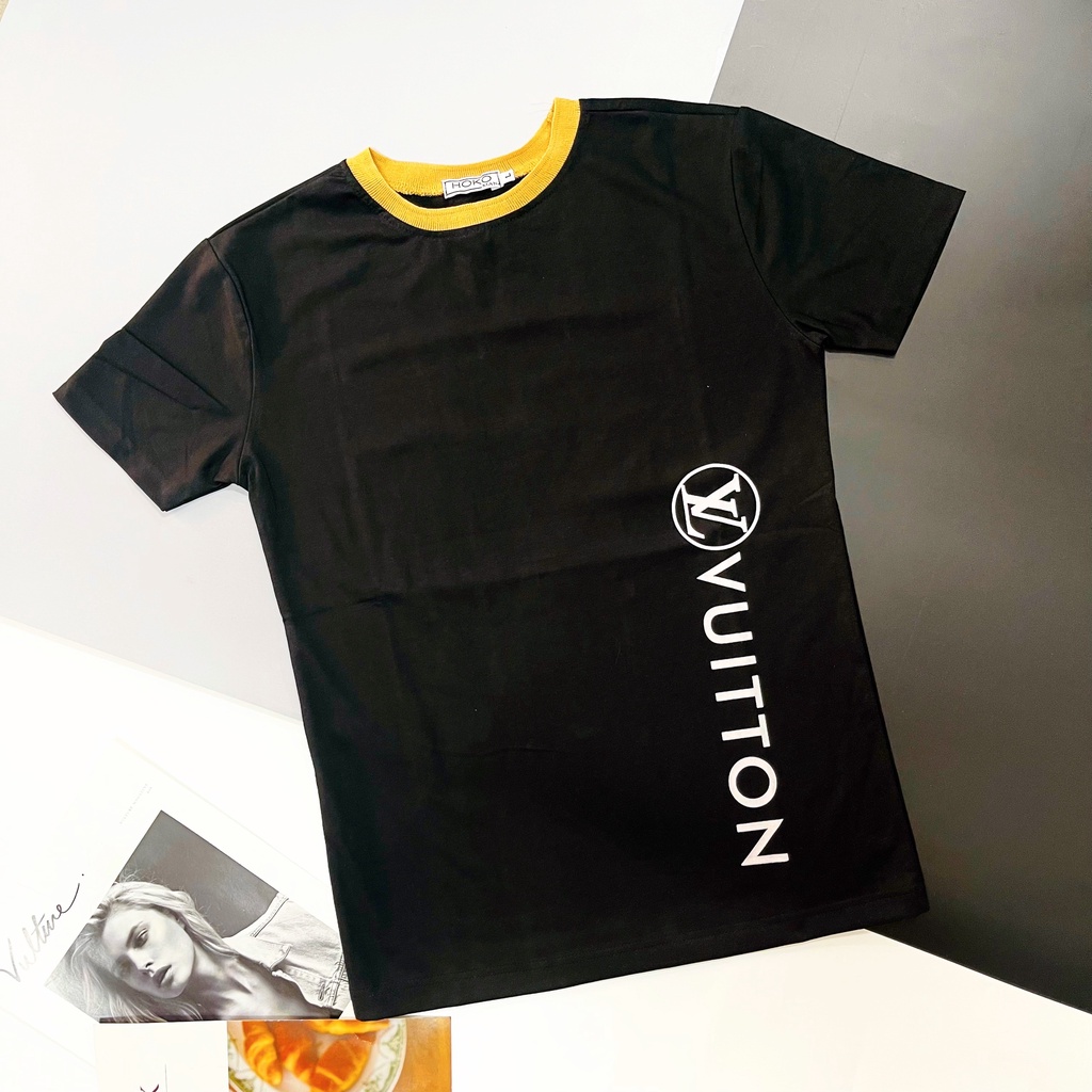 Áo thun nam ngắn tay cổ tròn cao cấp viền cổ in chữ .chất vải cotton co giãn vải mặc mát kiểu dáng hiện đại VBSHOP0101
