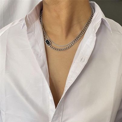 Vòng Cổ Dây Chuyền Unisex Cuba Black Thời Trang Basic Merin Accessories Màu Bạc Chất Liệu Inox Cao Cấp Không Gỉ- Cuba