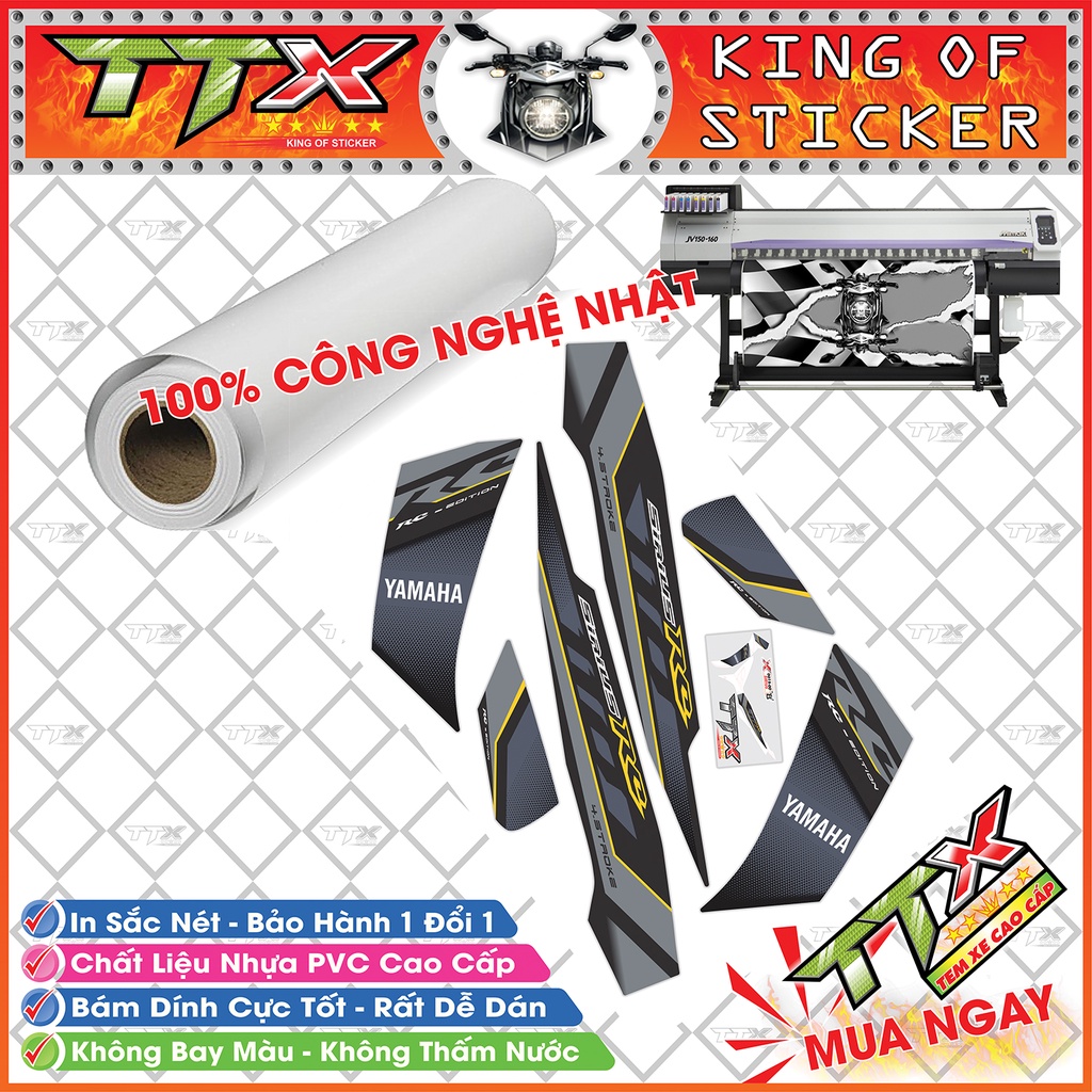 Tem xe sirius rc 110 , Team phụ kiện sirius màu đen xám bạc chỉ vàng siêu đẹp , Shop TTX Tem rời sirius mã (S0015/00)