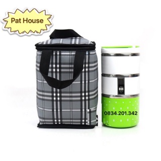 🎖[FREESHIP] Túi giữ nhiệt đựng hộp cơm/càmen sọc carô đủ màu ngẫu nhiên🎖