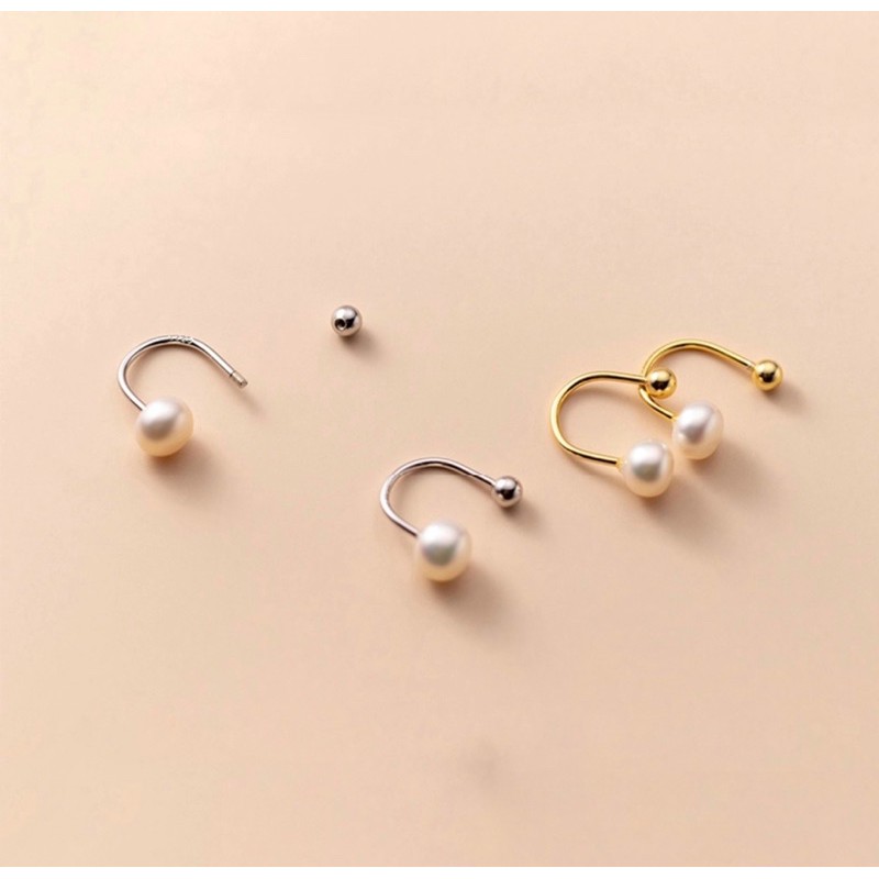 Khuyên tai bạc nữ ngọc trai nhân tạo phong cách Hàn Quốc, bông tai bạc 925 DUYSON SILVER [KCBX5]