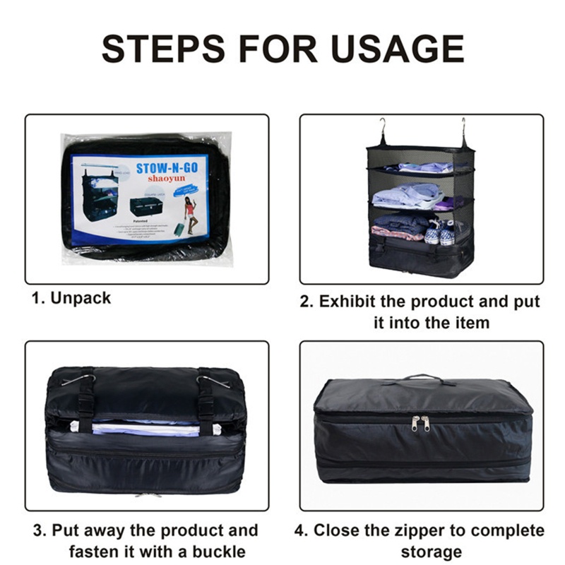 Túi Đựng Quần Áo Du Lịch 3 Lớp Có Móc Có Thể Gấp Lại Gọn Gàng