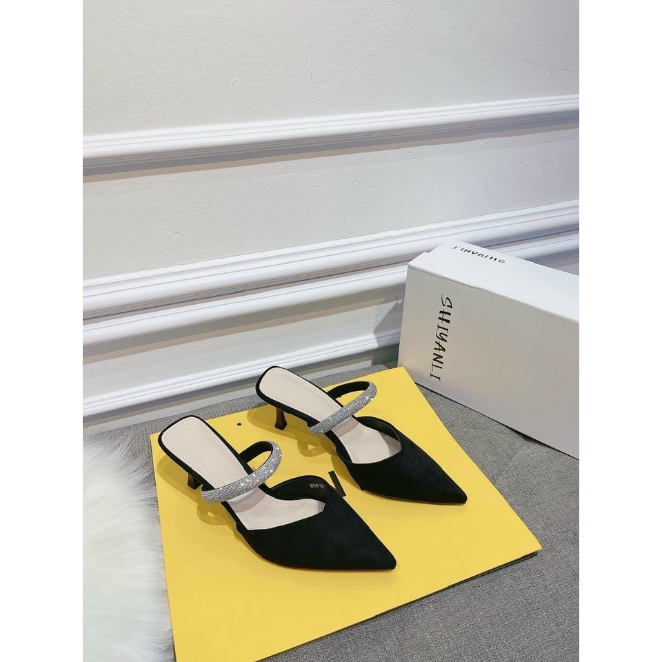 Giày cao gót mũi nhọn đính đá mã TH134