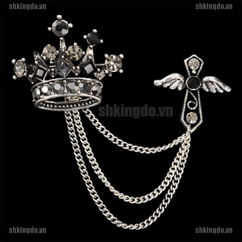 Ghim cài áo hình vương miện đính đá thời trang dành cho nam và nữ