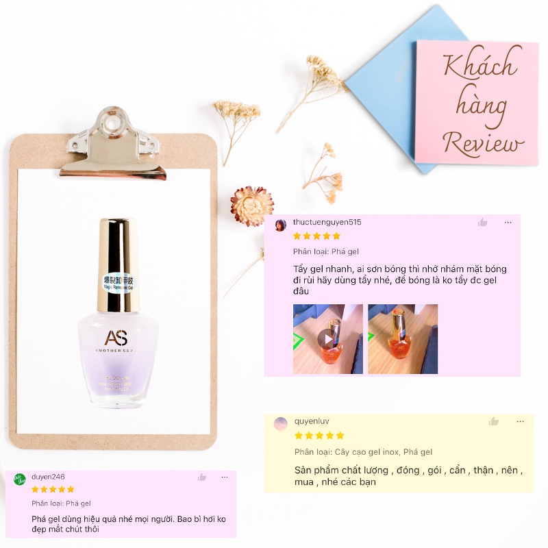 Nước phá sơn gel AS phụ kiện nail giá rẻ hiệu quả nhanh chóng không hại móng tay 15ml